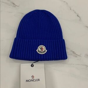 Moncler Blue Wool Beanie Hat NWT (One Size)